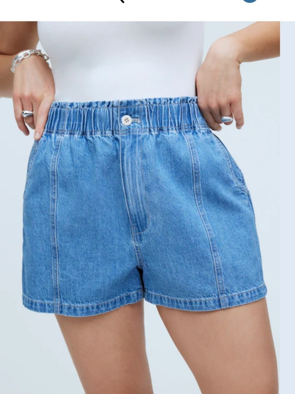 Madewell Paper bag Denim Elastic-Waist Shorts